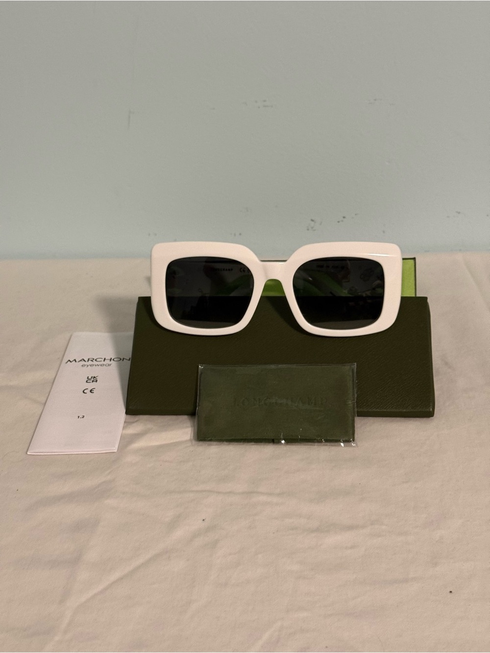 Long Champ White Square Oversized SUNGLASSES NWT!